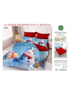 Lenjerie de pat craciun finet cu elastic 6 piese - Cod C29