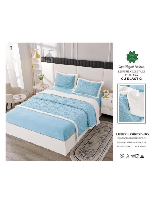 Lenjerie croșetată cu blană cu elastic 4 piese - Cod Cros1