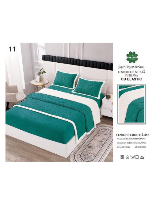 Lenjerie croșetată cu blană cu elastic 4 piese - Cod Cros11