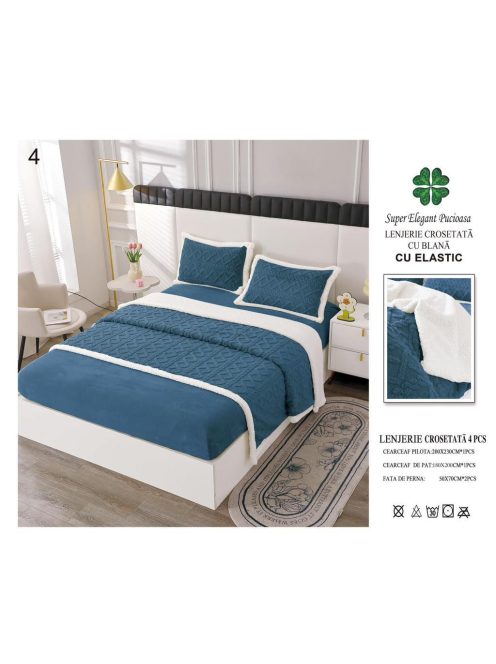 Lenjerie croșetată cu blană cu elastic 4 piese - Cod Cros4