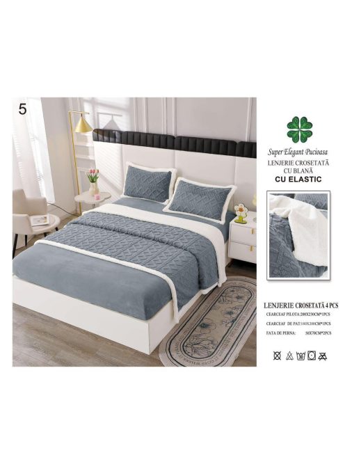 Lenjerie croșetată cu blană cu elastic 4 piese - Cod Cros5