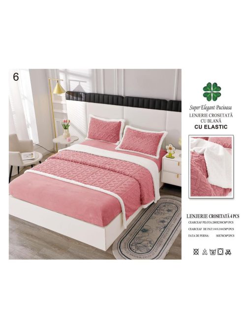 Lenjerie croșetată cu blană cu elastic 4 piese - Cod Cros6