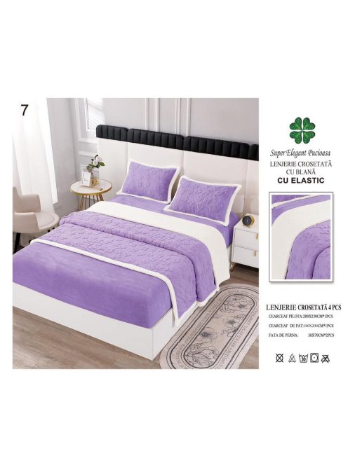 Lenjerie croșetată cu blană cu elastic 4 piese - Cod Cros7