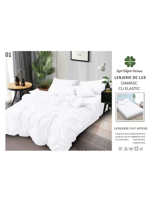 Lenjerie de lux damasc cu elastic 6 piese - Cod DAU-01