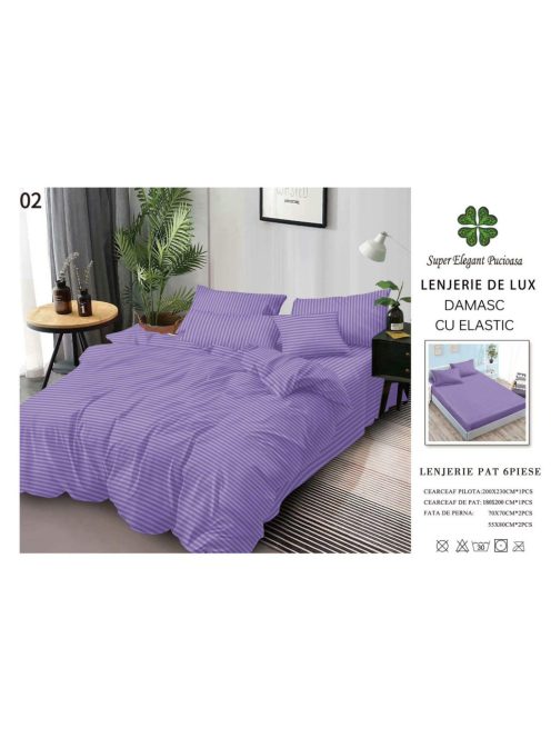 Lenjerie de lux damasc cu elastic 6 piese - Cod DAU-02