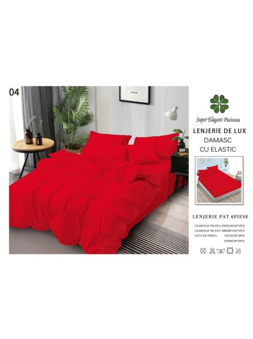 Lenjerie de lux damasc cu elastic 6 piese - Cod DAU-04