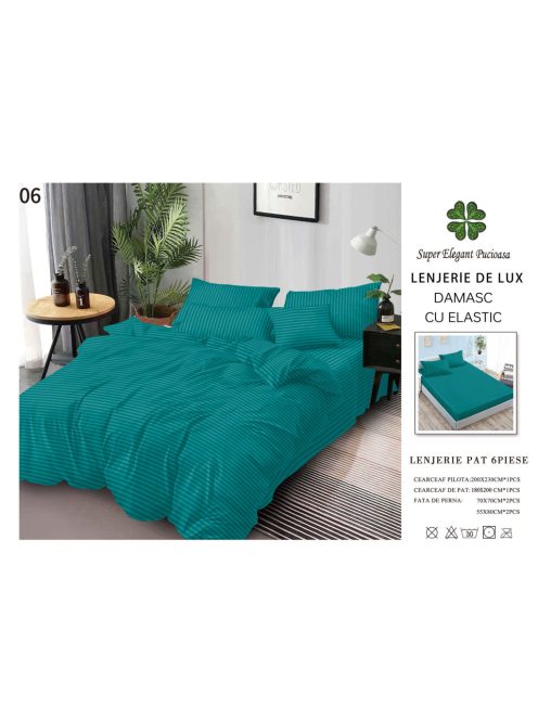 Lenjerie de lux damasc cu elastic 6 piese - Cod DAU-06