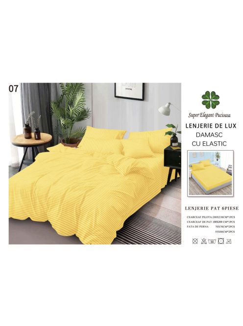 Lenjerie de lux damasc cu elastic 6 piese - Cod DAU-07