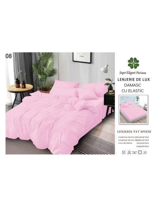 Lenjerie de lux damasc cu elastic 6 piese - Cod DAU-08