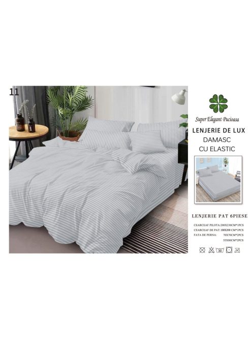 Lenjerie de lux damasc cu elastic 6 piese - Cod DAU-11