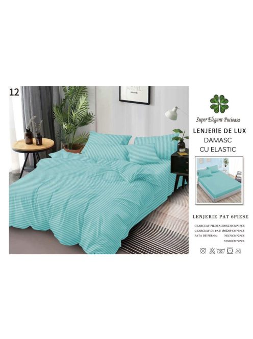 Lenjerie de lux damasc cu elastic 6 piese - Cod DAU-12