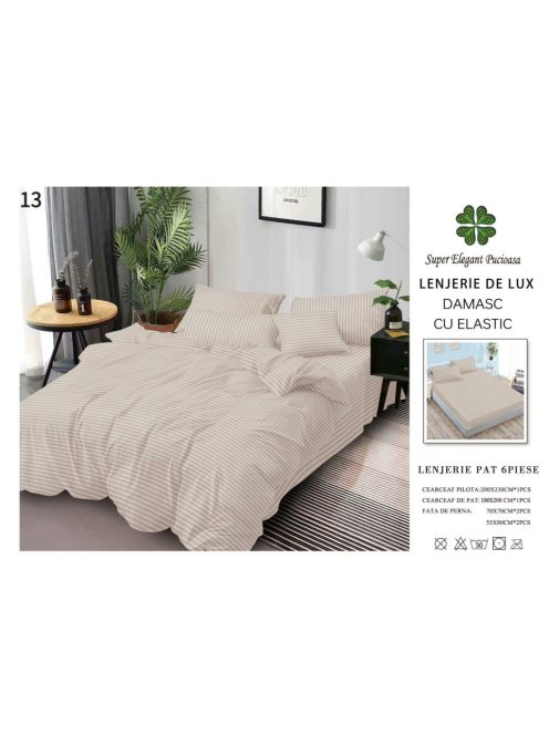 Lenjerie de lux damasc cu elastic 6 piese - Cod DAU-13
