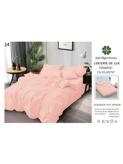 Lenjerie de lux damasc cu elastic 6 piese - Cod DAU-14