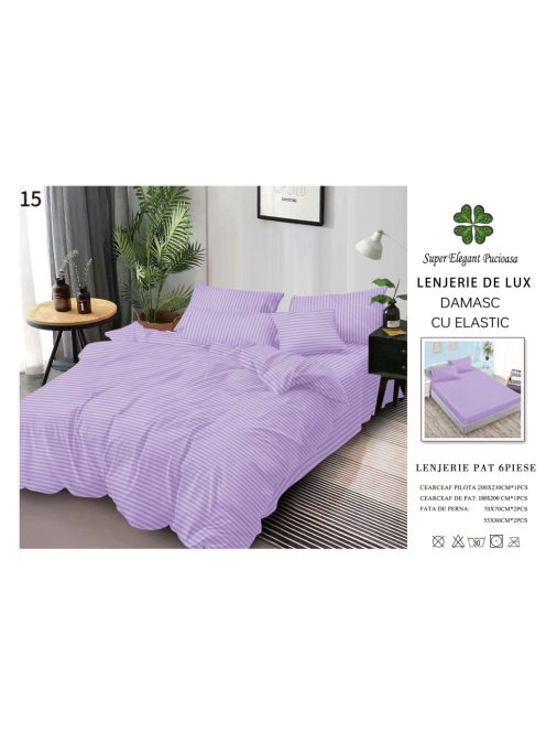 Lenjerie de lux damasc cu elastic 6 piese - Cod DAU-15