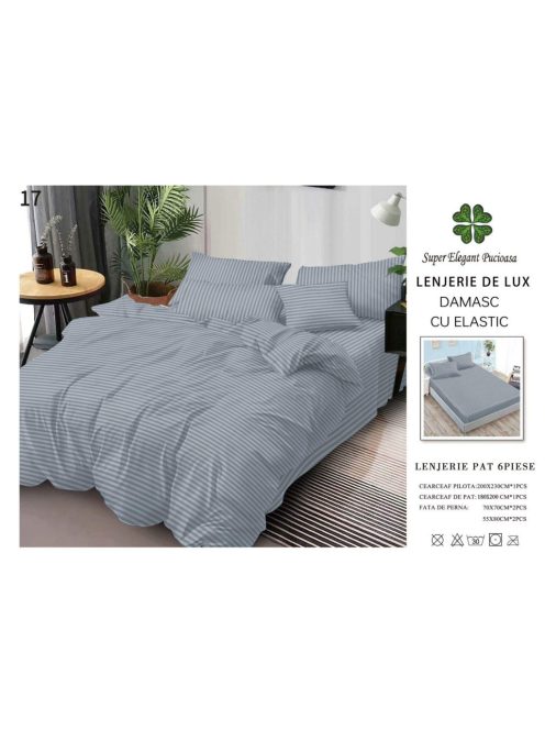 Lenjerie de lux damasc cu elastic 6 piese - Cod DAU-17