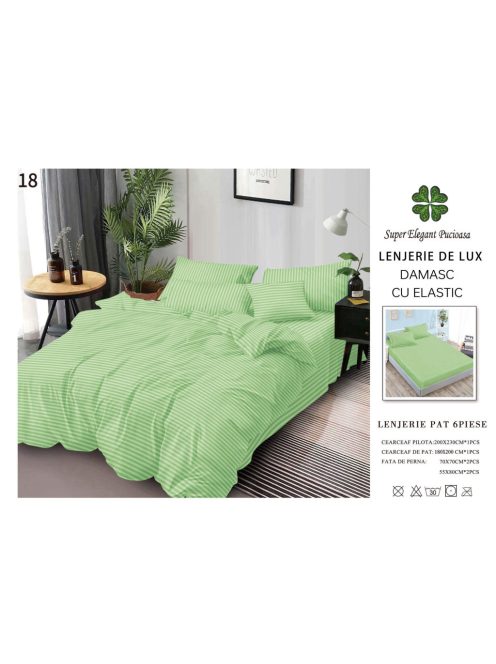 Lenjerie de lux damasc cu elastic 6 piese - Cod DAU-18