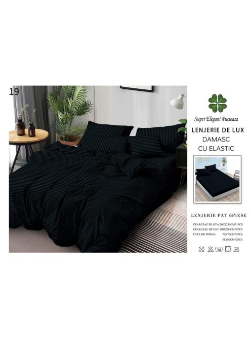 Lenjerie de lux damasc cu elastic 6 piese - Cod DAU-19