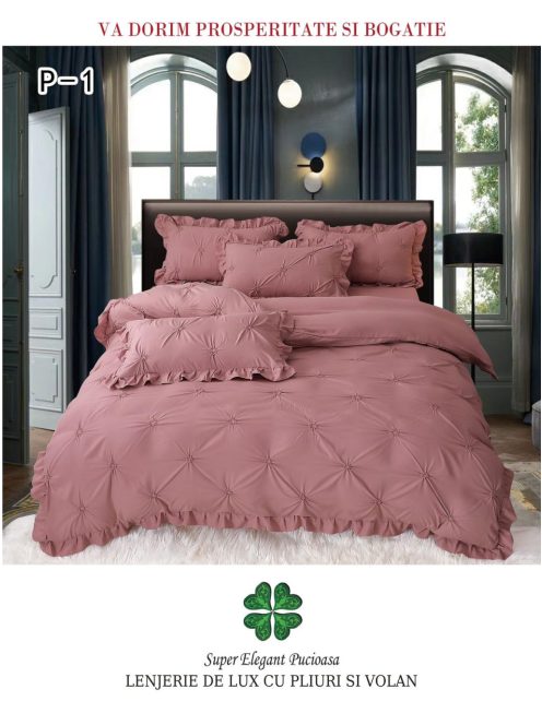 Lenjerie de lux pliuri si volan 4 piese - Cod P-1