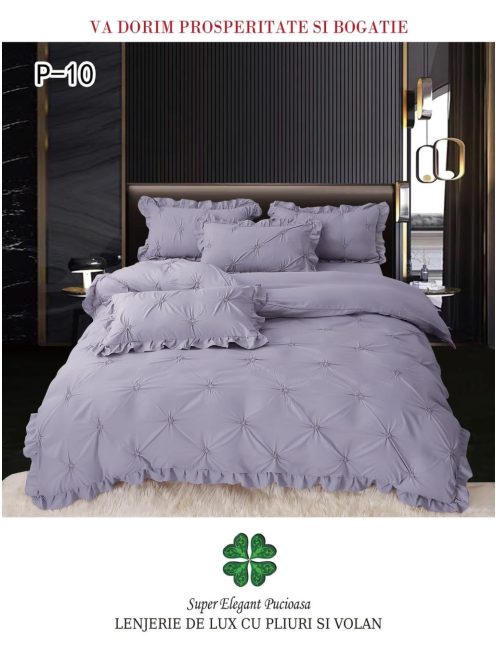 Lenjerie de lux pliuri si volan 4 piese - Cod P-10