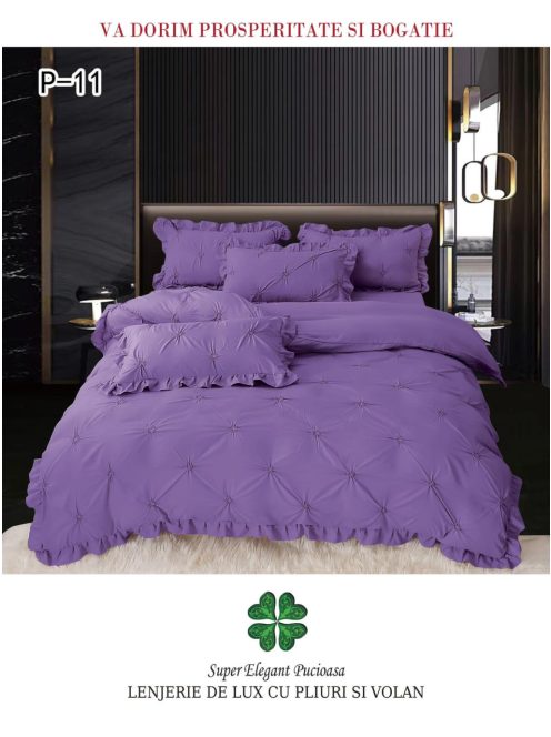 Lenjerie de lux pliuri si volan 4 piese - Cod P-11
