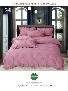 Lenjerie de lux pliuri si volan 4 piese - Cod P-2