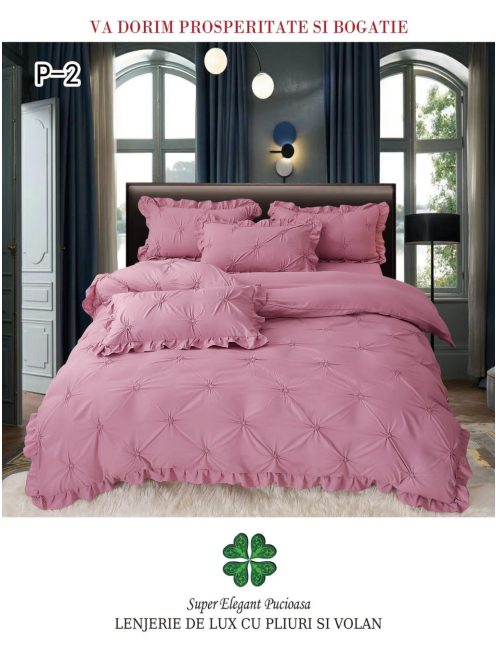 Lenjerie de lux pliuri si volan 4 piese - Cod P-2