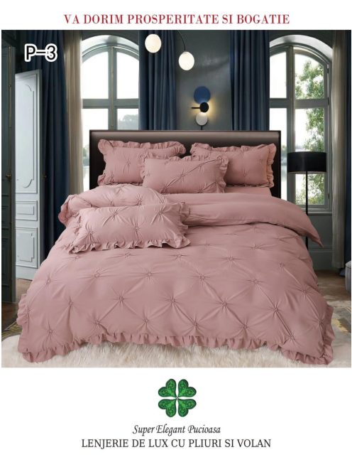 Lenjerie de lux pliuri si volan 4 piese - Cod P-3