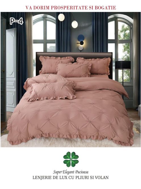 Lenjerie de lux pliuri si volan 4 piese - Cod P-4