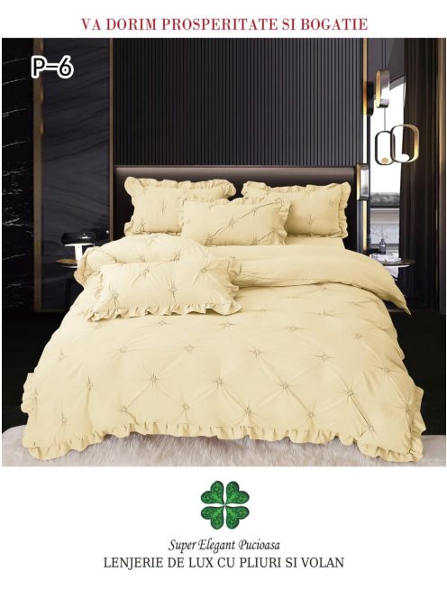 Lenjerie de lux pliuri si volan 4 piese - Cod P-6