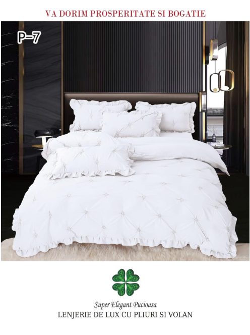 Lenjerie de lux pliuri si volan 4 piese - Cod P-7