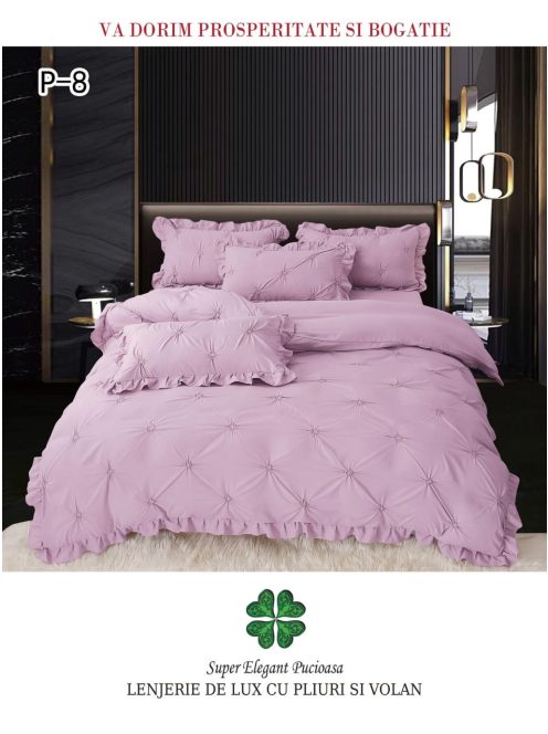 Lenjerie de lux pliuri si volan 4 piese - Cod P-8
