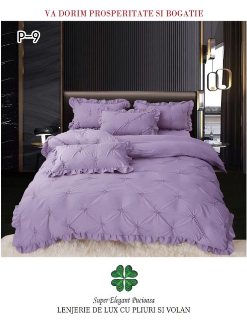 Lenjerie de lux pliuri si volan 4 piese - Cod P-9
