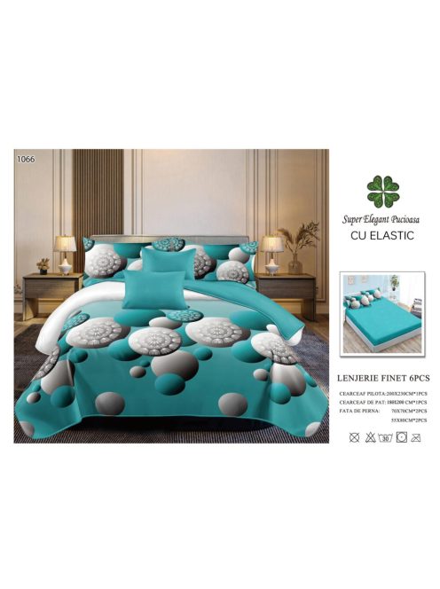 Lenjerie de pat finet cu elastic 6 piese - Cod A1066