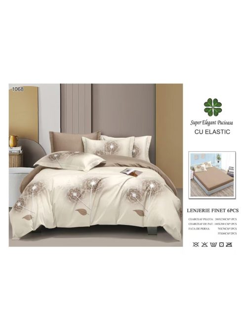 Lenjerie de pat finet cu elastic 6 piese - Cod A1068