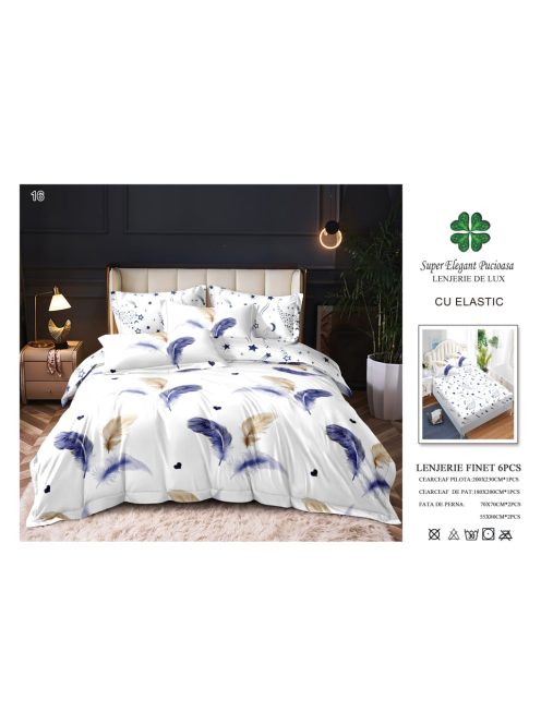 Lenjerie de pat finet cu elastic 6 piese - Cod A16