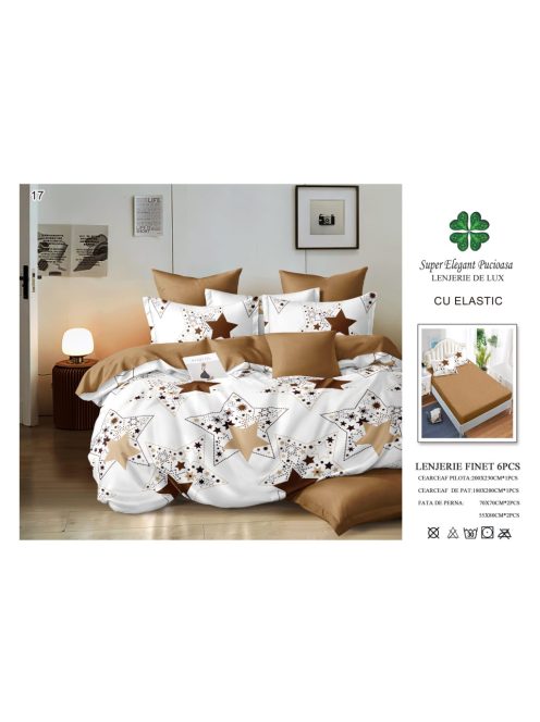 Lenjerie de pat finet cu elastic 6 piese - Cod A17