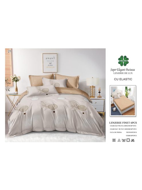 Lenjerie de pat finet cu elastic 6 piese - Cod A21