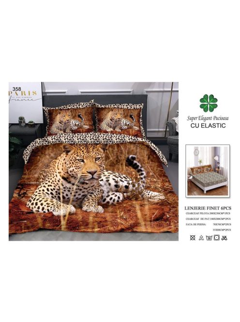 Lenjerie de pat finet cu elastic 6 piese - Cod A358