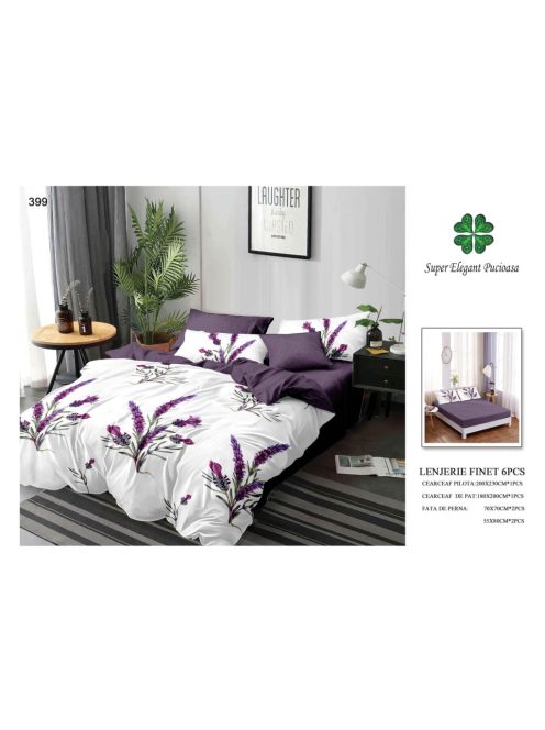 Lenjerie de pat finet cu elastic 6 piese - Cod A399