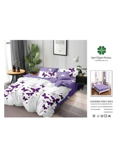Lenjerie de pat finet cu elastic 6 piese - Cod A447