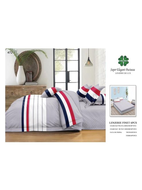 Lenjerie de pat finet cu elastic 6 piese - Cod A472