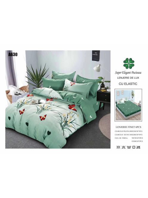 Lenjerie de pat finet cu elastic 6 piese - Cod A630