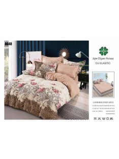 Lenjerie de pat finet cu elastic 6 piese - Cod A648