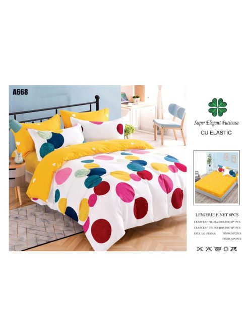 Lenjerie de pat finet cu elastic 6 piese - Cod A668