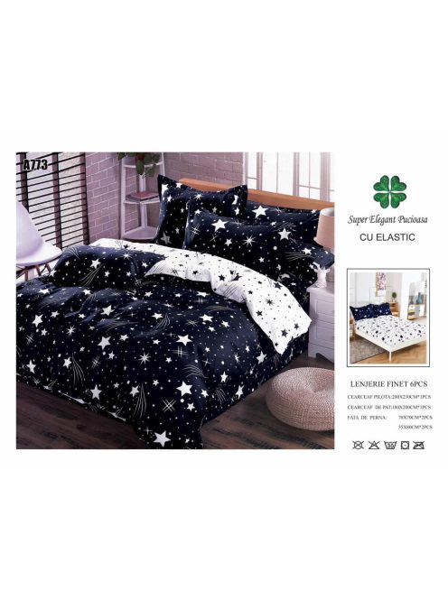 Lenjerie de pat finet cu elastic 6 piese - Cod A773