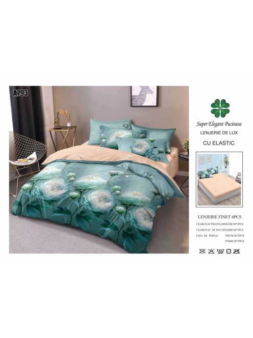 Lenjerie de pat finet cu elastic 6 piese - Cod A793