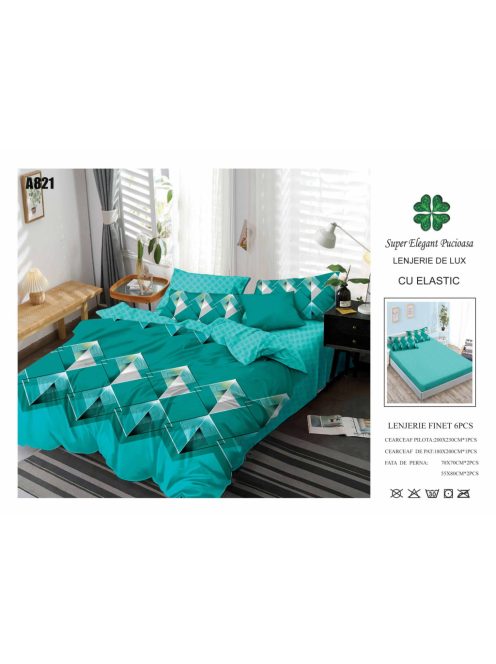 Lenjerie de pat finet cu elastic 6 piese - Cod A821