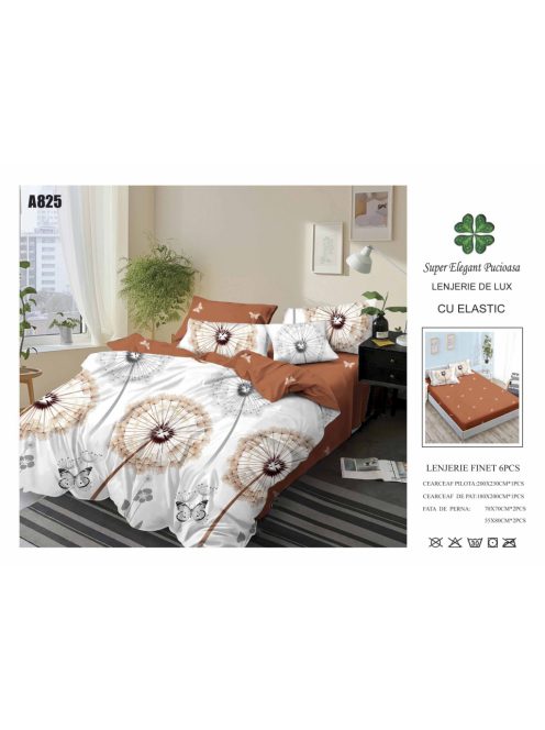 Lenjerie de pat finet cu elastic 6 piese - Cod A825