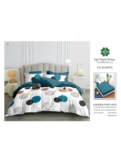Lenjerie de pat finet cu elastic 6 piese - Cod A9