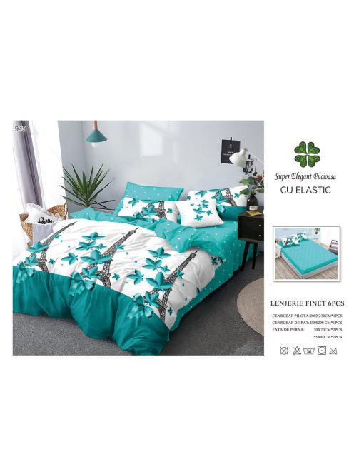 Lenjerie de pat finet cu elastic 6 piese - Cod A945